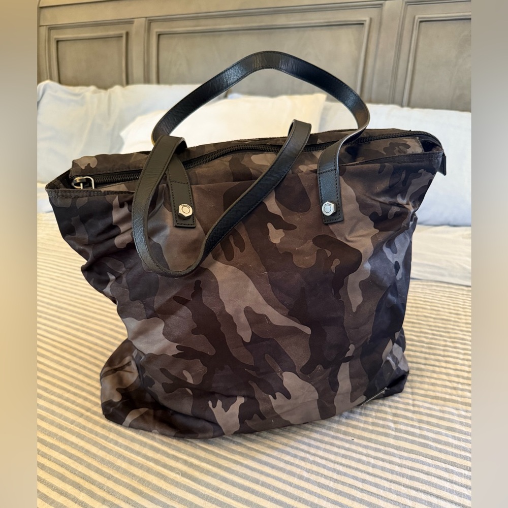 Prada Nylon Black Multi Camouflage Tote Bag